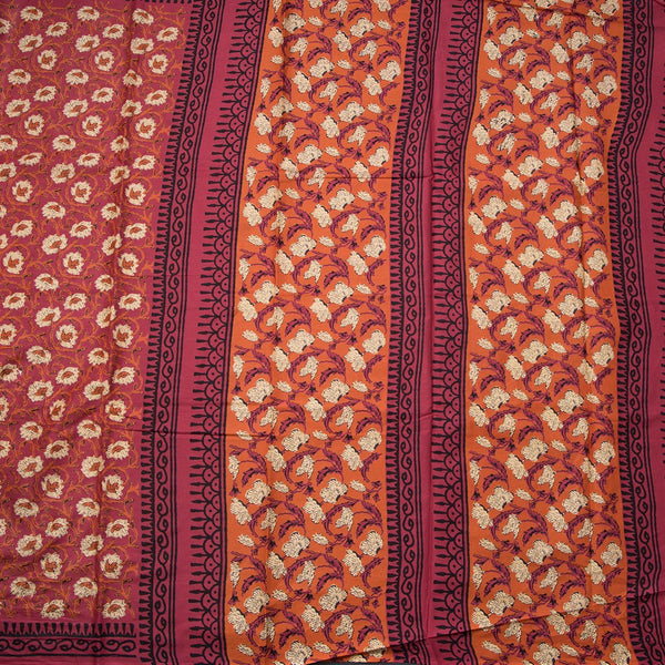 Chanderi Cotton Rose Pink Printed Saree