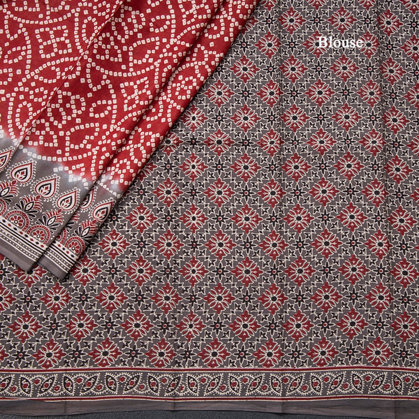 Chanderi Cotton Maroon Printed Saree 03