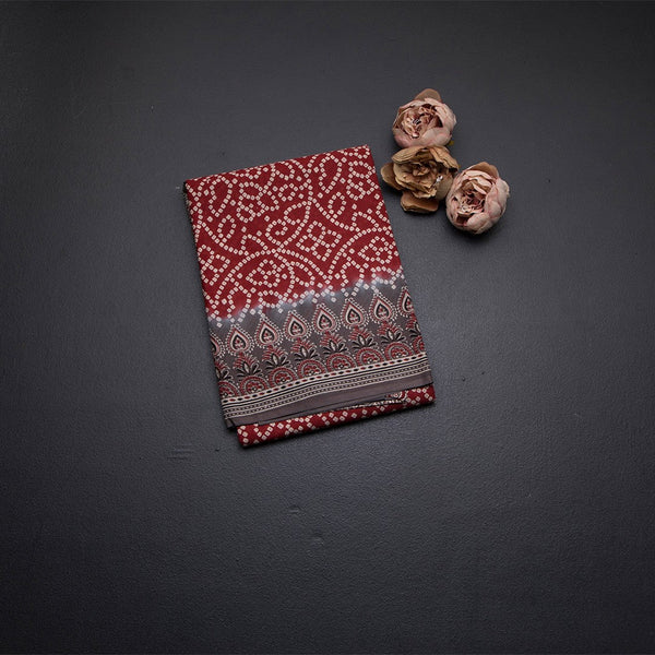 Chanderi Cotton Maroon Printed Saree 03