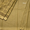 Chanderi Cotton Olive Green Printed Saree