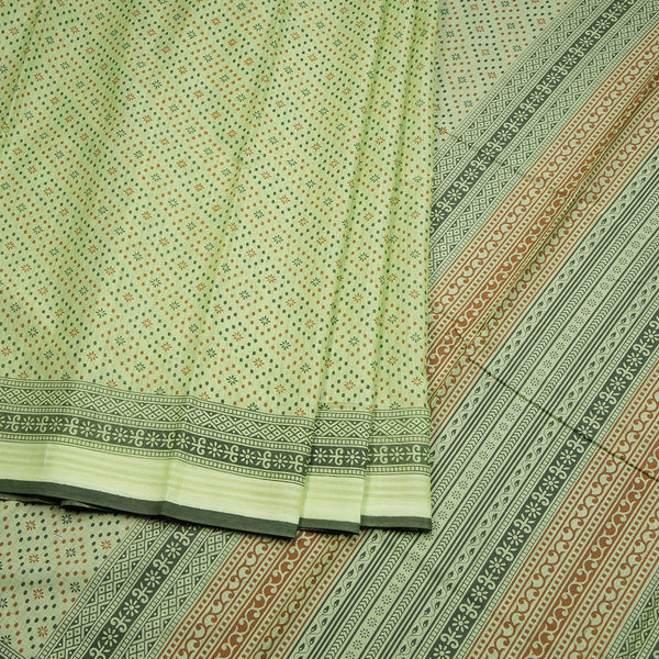 Chanderi Cotton Light Green Printed Saree
