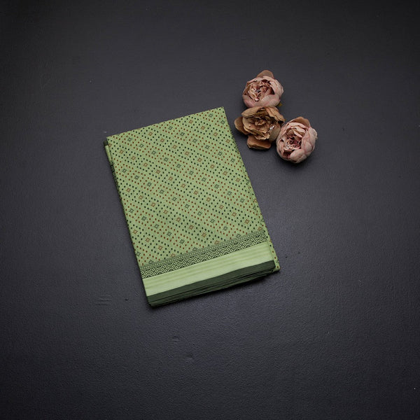 Chanderi Cotton Light Green Printed Saree