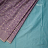 Semi Soft Silk Purple Thread Work Saree With Zari Buttas