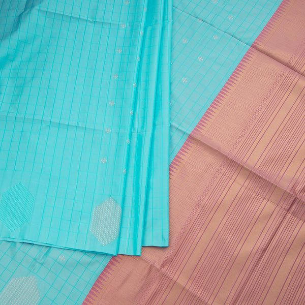 Semi Soft Silk Sky Blue Thread Work Saree With Zari Buttas