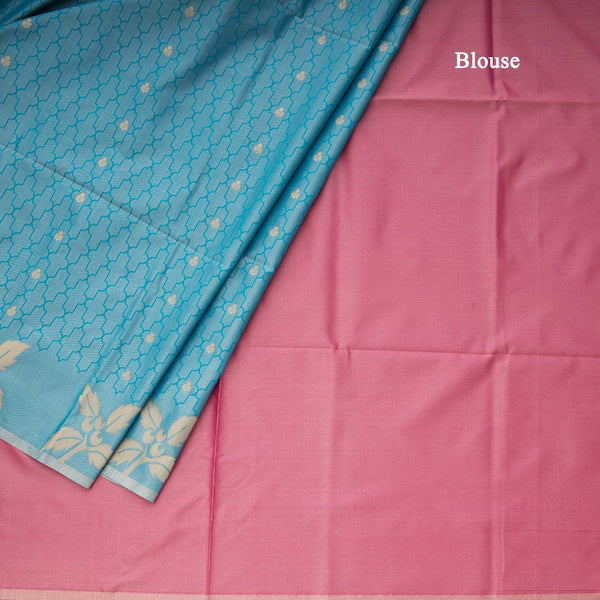 Semi Soft Silk Sky Blue Thread Work Saree With Zari Buttas 02