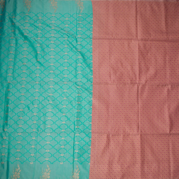 Semi Soft Silk Turquoise Thread Work Saree With Zari Buttas
