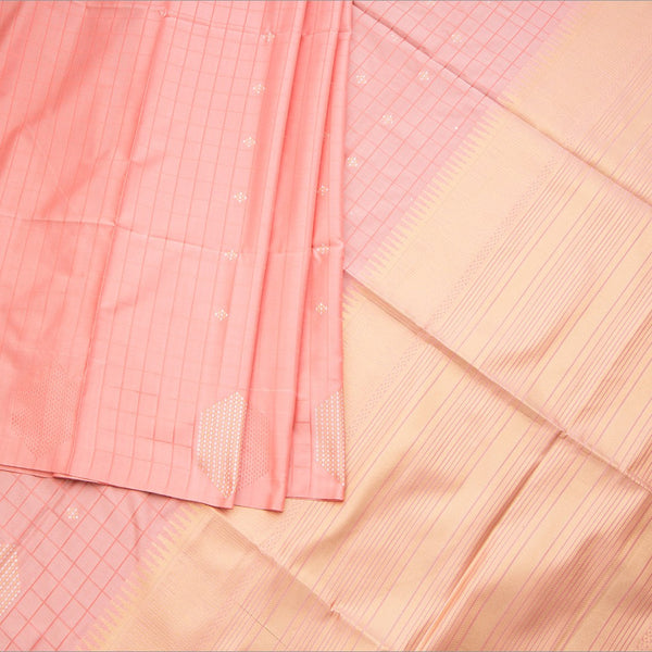 Semi Soft Silk Peach Thread Work Saree With Zari Buttas