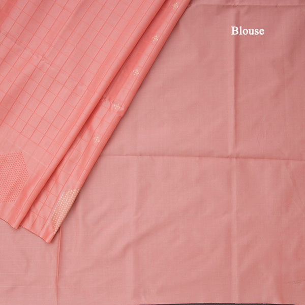 Semi Soft Silk Peach Thread Work Saree With Zari Buttas