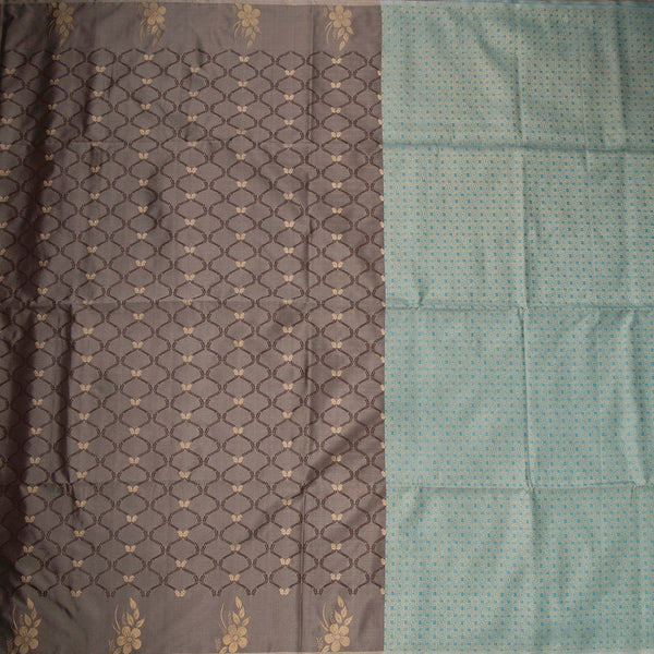 Semi Soft Silk Grey Thread Work Saree With Zari Buttas