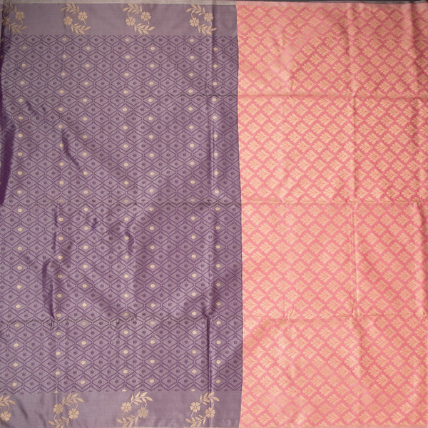 Semi Soft Silk Purple Thread Work Saree With Zari Buttas 02