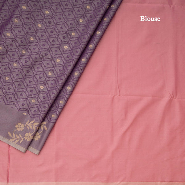 Semi Soft Silk Purple Thread Work Saree With Zari Buttas 02