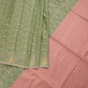 Semi Soft Silk Green Thread Work Saree With Zari Buttas