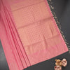Semi Soft Silk Rose Pink Thread Work Saree With Zari Buttas