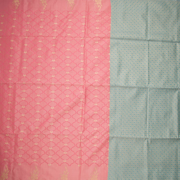 Semi Soft Silk Peach Thread Work Saree With Zari Buttas 02