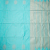 Semi Soft Silk Turquoise Blue Thread Work Saree With Zari Buttas