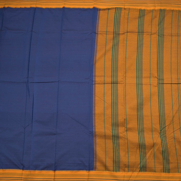 Dharwad Cotton Navy Blue Plain Saree 02