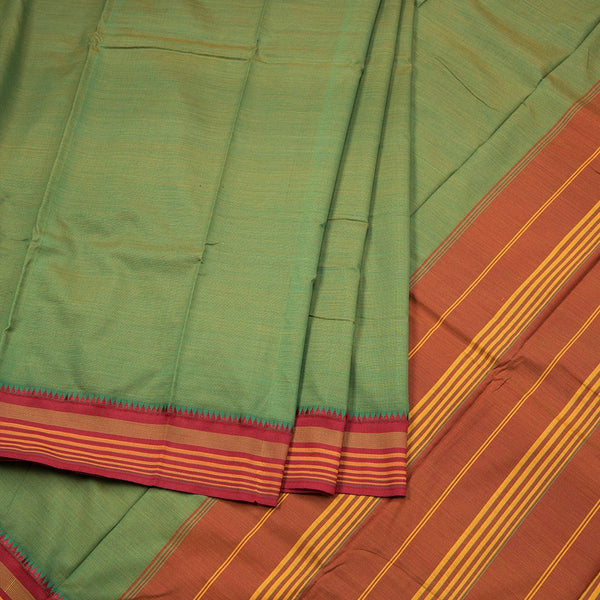 Dharwad Cotton Green Plain Saree 06