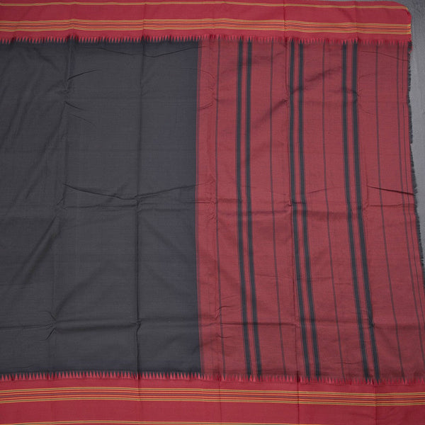 Dharwad Cotton Black Plain Saree 02
