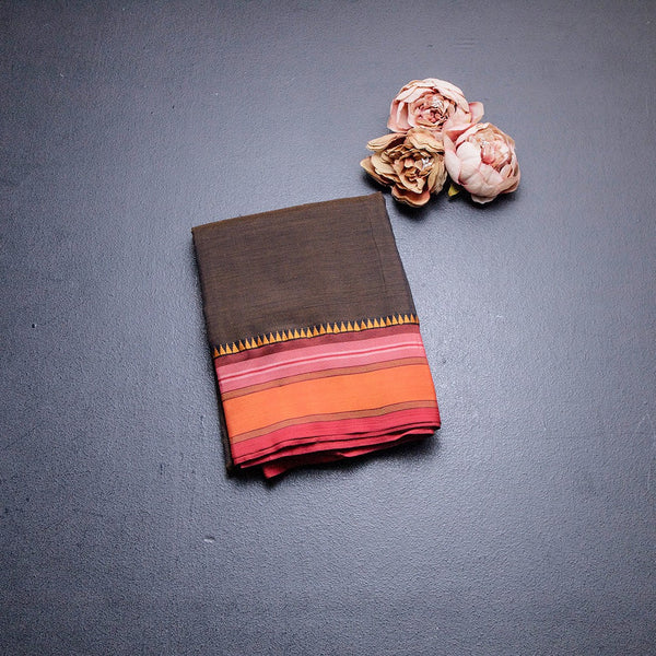 Dharwad Cotton Black Striped Saree