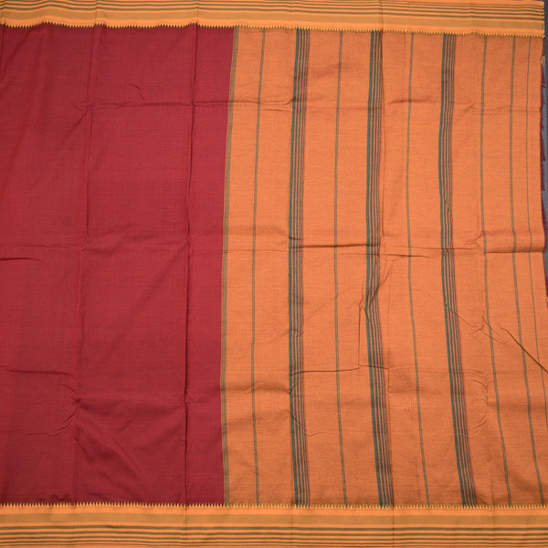 Dharwad Cotton Maroon Plain Saree 05