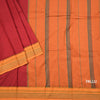 Dharwad Cotton Maroon Plain Saree 05