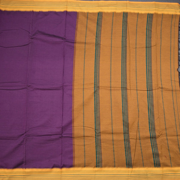 Dharwad Cotton Purple Plain Saree 04