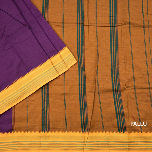 Dharwad Cotton Purple Plain Saree 04