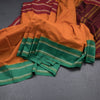 Dharwad Cotton Orange Stripes Printed Saree