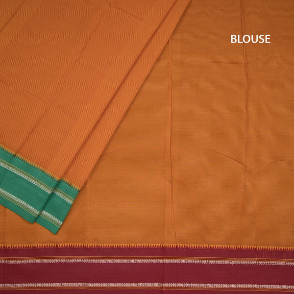 Dharwad Cotton Orange Stripes Printed Saree