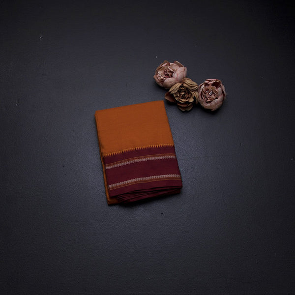 Dharwad Cotton Orange Stripes Printed Saree