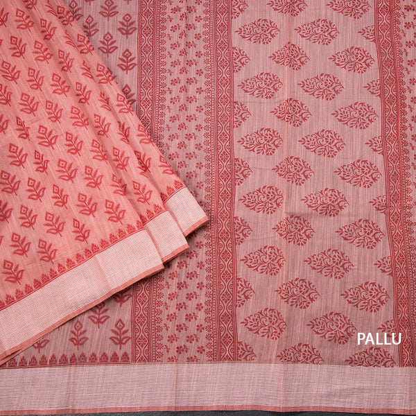 Chanderi Cotton Light Pink Printed Saree 03