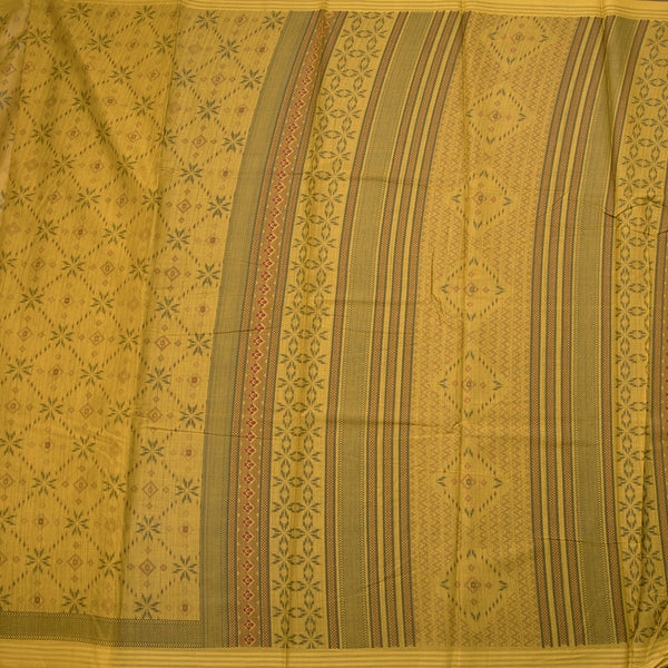 Chanderi Cotton Mustard Printed Saree