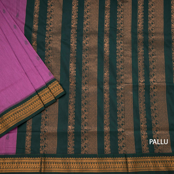 Kalyani Cotton Rose Pink Saree With Small Buttas And Zari Border
