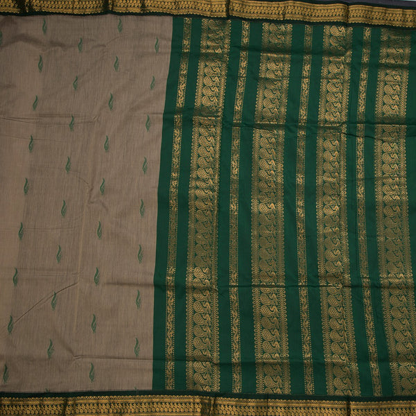 Kalyani Cotton Light Grey Saree With Small Buttas And Zari Border