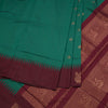 Kalyani Cotton Forest Green Saree With Zari Buttas And Temple Border