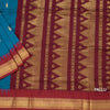 Kalyani Cotton Peacock Blue Saree With Zari Buttas And Temple Border