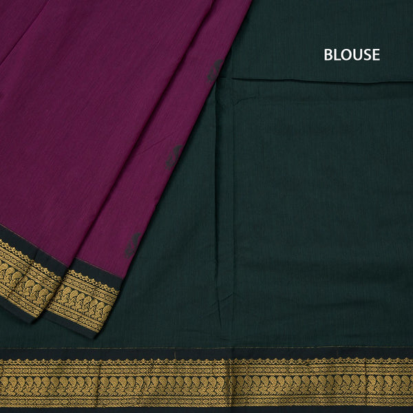 Kalyani Cotton Purple Saree With Small Buttas And Zari Border