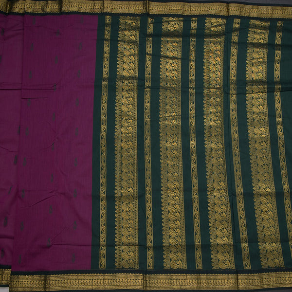 Kalyani Cotton Purple Saree With Small Buttas And Zari Border
