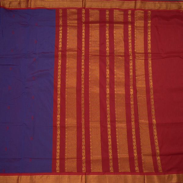 Kalyani Cotton Violet Saree With Small Buttas And Zari Border