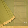Mangalagiri Cotton Pale Olive Green Striped Saree With Zari Border