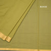 Mangalagiri Cotton Pale Olive Green Striped Saree With Zari Border