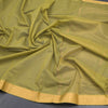 Mangalagiri Cotton Pale Olive Green Striped Saree With Zari Border