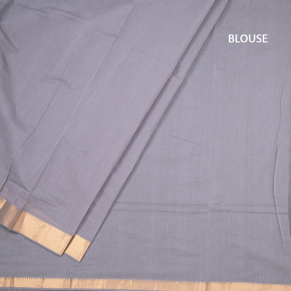 Mangalagiri Cotton Grey Striped Saree With Zari Border