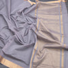 Mangalagiri Cotton Grey Striped Saree With Zari Border