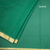 Mangalagiri Cotton Dark Green Striped Saree With Zari Border