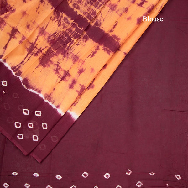 Sungudi Cotton Mustard Yellow Shibori Printed Saree With Blouse