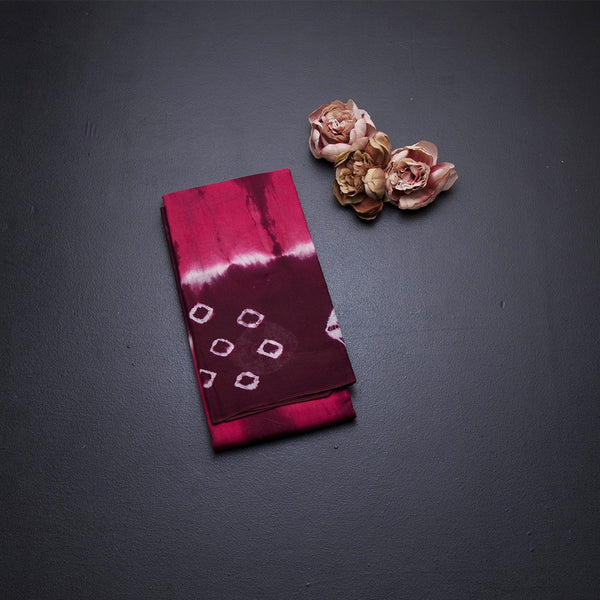 Sungudi Cotton Dark Pink Shibori Printed Saree With Blouse