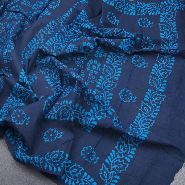 Sungudi Cotton Navy blue Shibori Printed Saree With Blouse