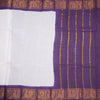 Sungudi Cotton White Zari Checked Saree With Purple Border