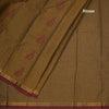 Chettinad Cotton Caramel Brown Thread Work Saree With Contrast Border